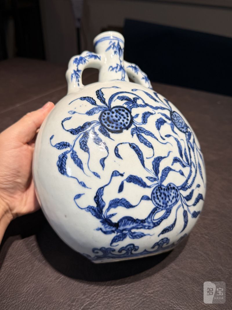 清雍正 青花折枝瑞果纹抱月瓶 - 图8